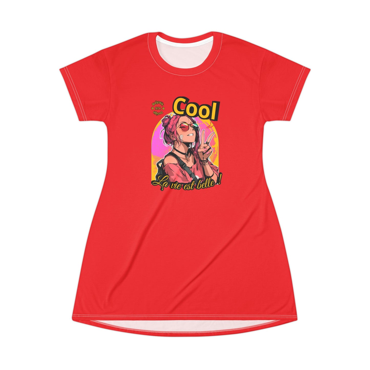 Cool Retro Graphic T-Shirt Dress, Vintage Style Dress, Casual Summer Dress, Stylish Everyday Wear, Gift for Her