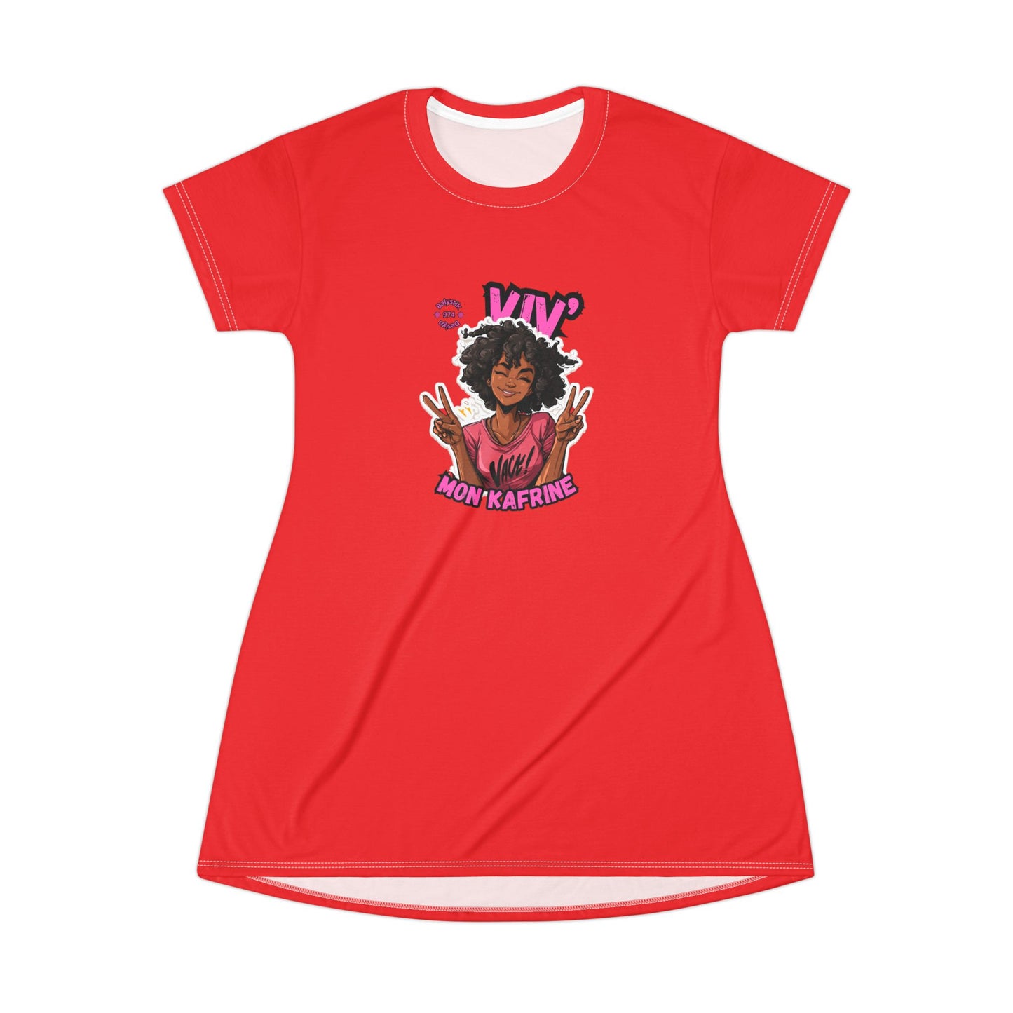 Vivacious Red T-Shirt Dress with Fun Design, Casual Dress, Summer Fashion, Gift for Her, Retro Style