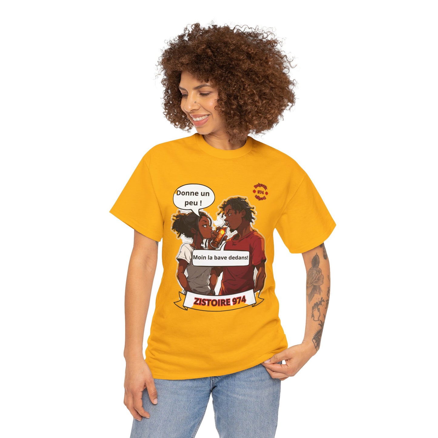 Playful Graphic Tee featuring "Donne un peu !" | Unisex Heavy Cotton Shirt | Casual Wear, Statement Shirt, Gift Idea, Everyday Style