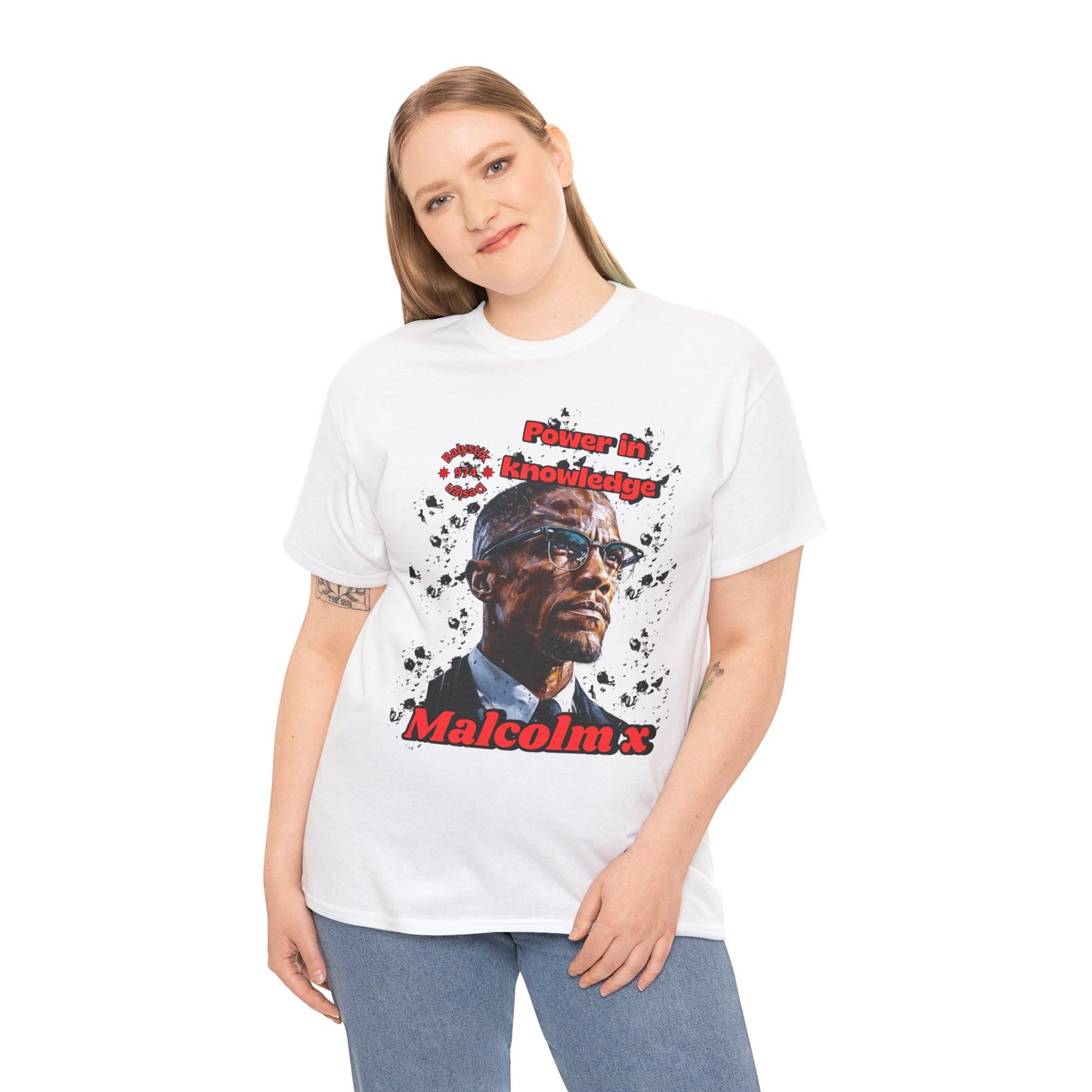 Malcolm X Inspired Unisex Heavy Cotton Tee, Power in Knowledge, Activist Shirt, Streetwear, Gift for Change Makers, Statement Tee
