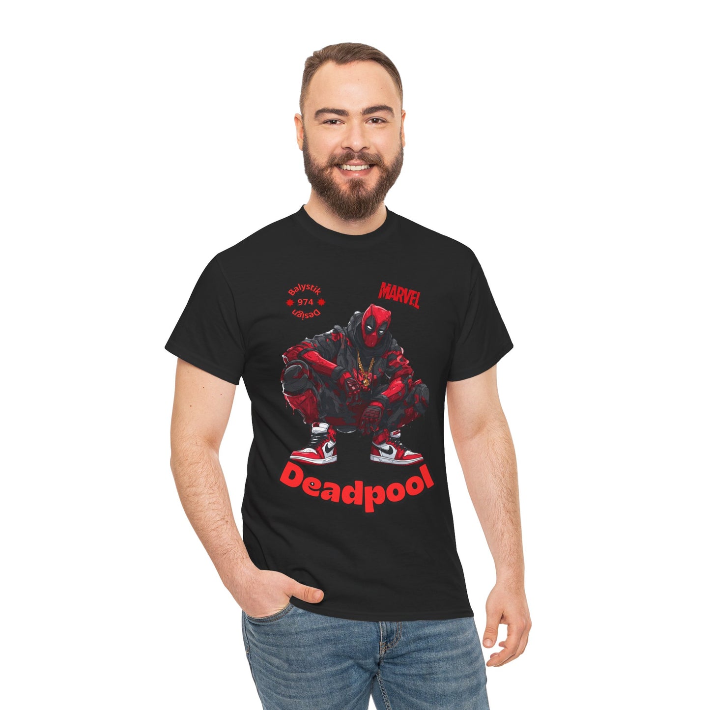 Deadpool Graphic Unisex Heavy Cotton Tee, Comic Fan Shirt, Superhero Apparel, Gift for Him/Her, Casual Wear, Birthday Present
