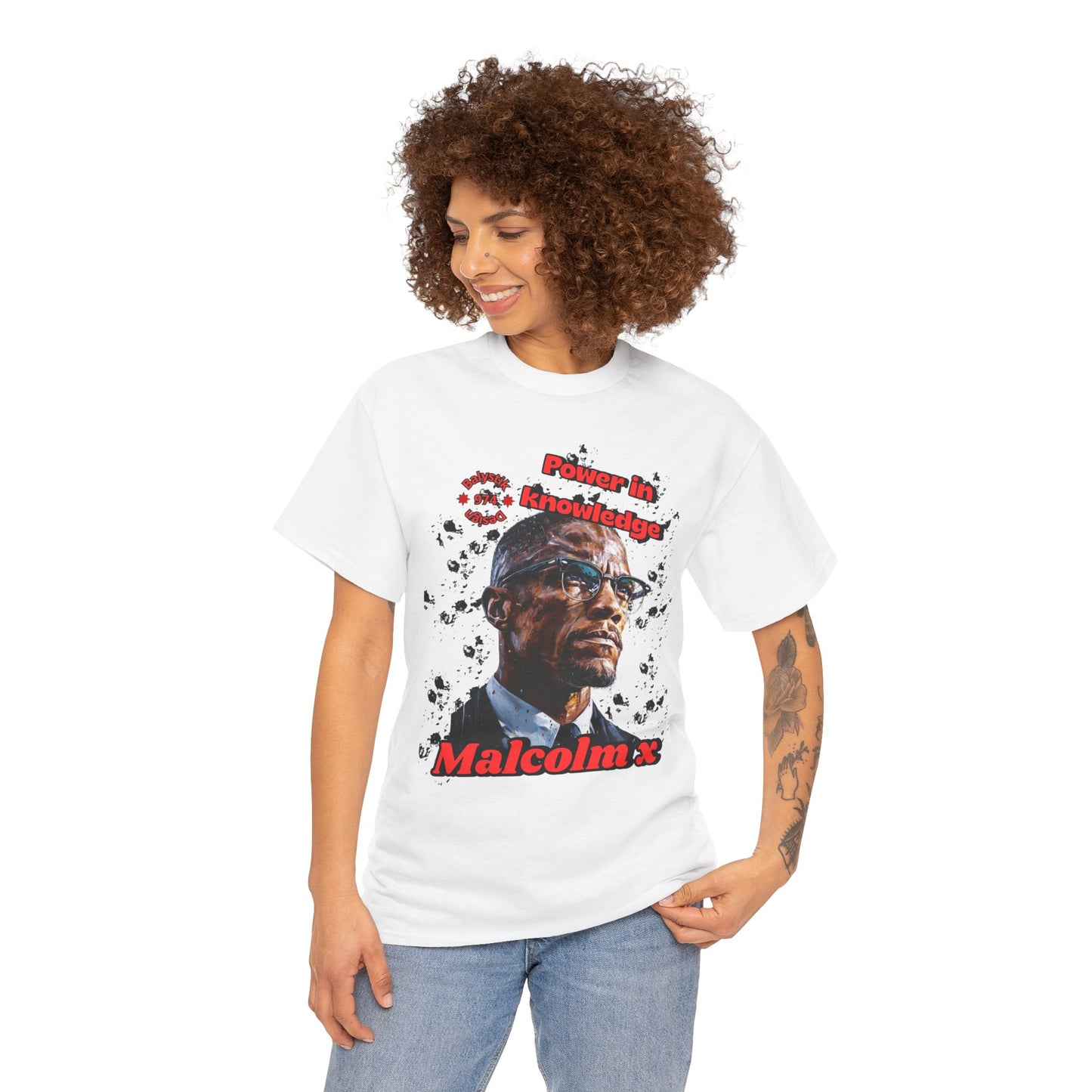 Malcolm X Inspired Unisex Heavy Cotton Tee, Power in Knowledge, Activist Shirt, Streetwear, Gift for Change Makers, Statement Tee
