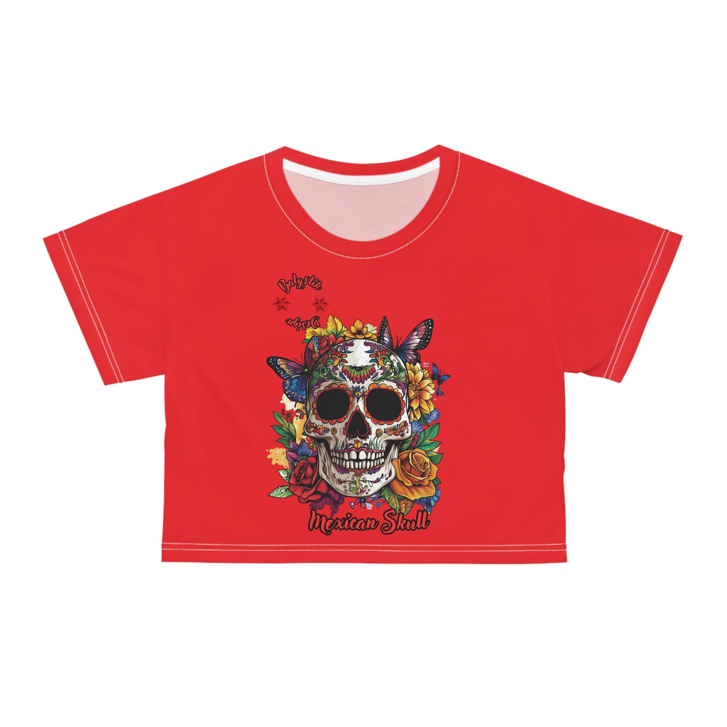 Mexican Skull Crop Tee, Festival Fashion Shirt, Day of the Dead Crop Top, Boho Chic Tee, Edgy Streetwear, Unique Gift Idea