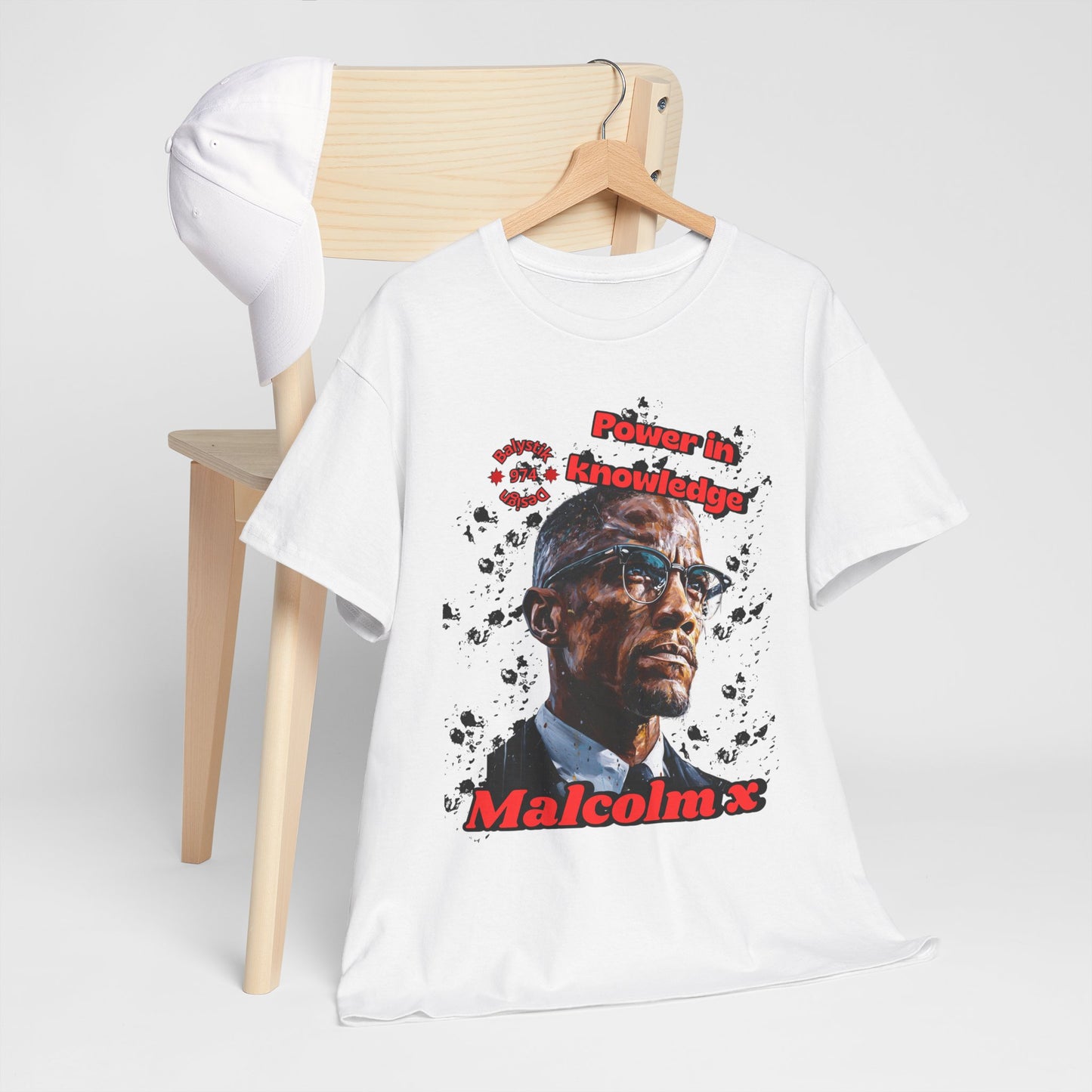 Malcolm X Inspired Unisex Heavy Cotton Tee, Power in Knowledge, Activist Shirt, Streetwear, Gift for Change Makers, Statement Tee