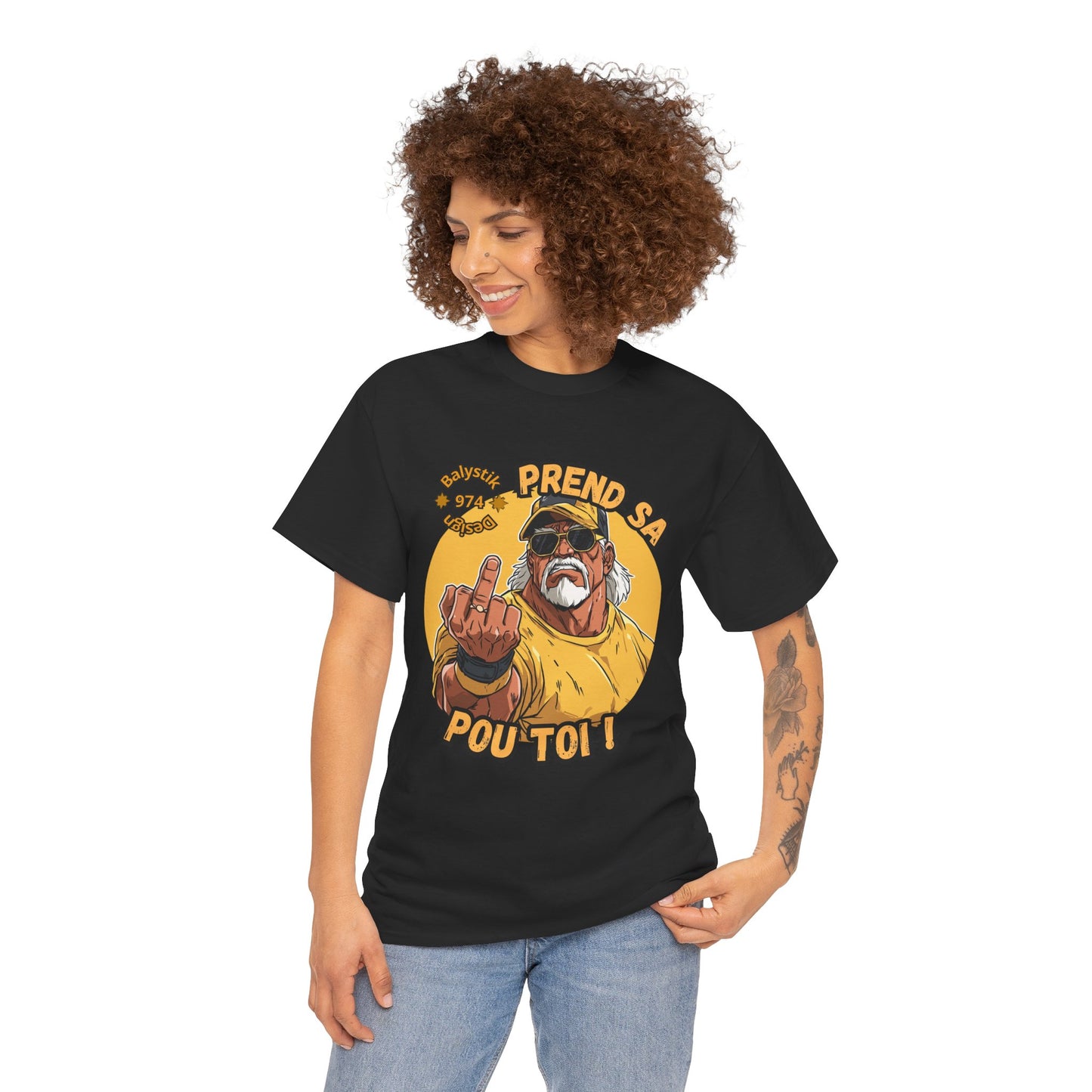 Bold Graphic Unisex Heavy Cotton Tee - 'Prend Sa Pou Toi!'