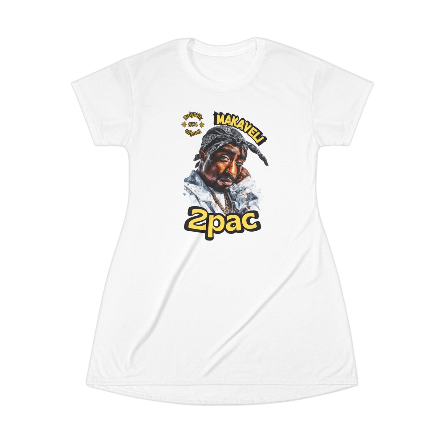 2Pac-Inspired T-Shirt Dress, Casual Streetwear, Hip-Hop Fashion, Perfect for Music Lovers, Summer Outfits, Graphic Dress