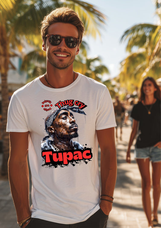 T-shirt Thug Life, T-shirt unisexe en coton lourd, vêtements hip-hop, cadeau pour les amateurs de musique, t-shirt de style vintage, streetwear décontracté