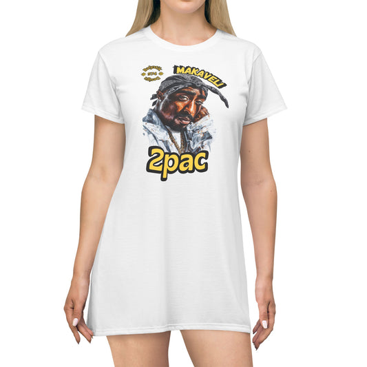 2Pac-Inspired T-Shirt Dress, Casual Streetwear, Hip-Hop Fashion, Perfect for Music Lovers, Summer Outfits, Graphic Dress
