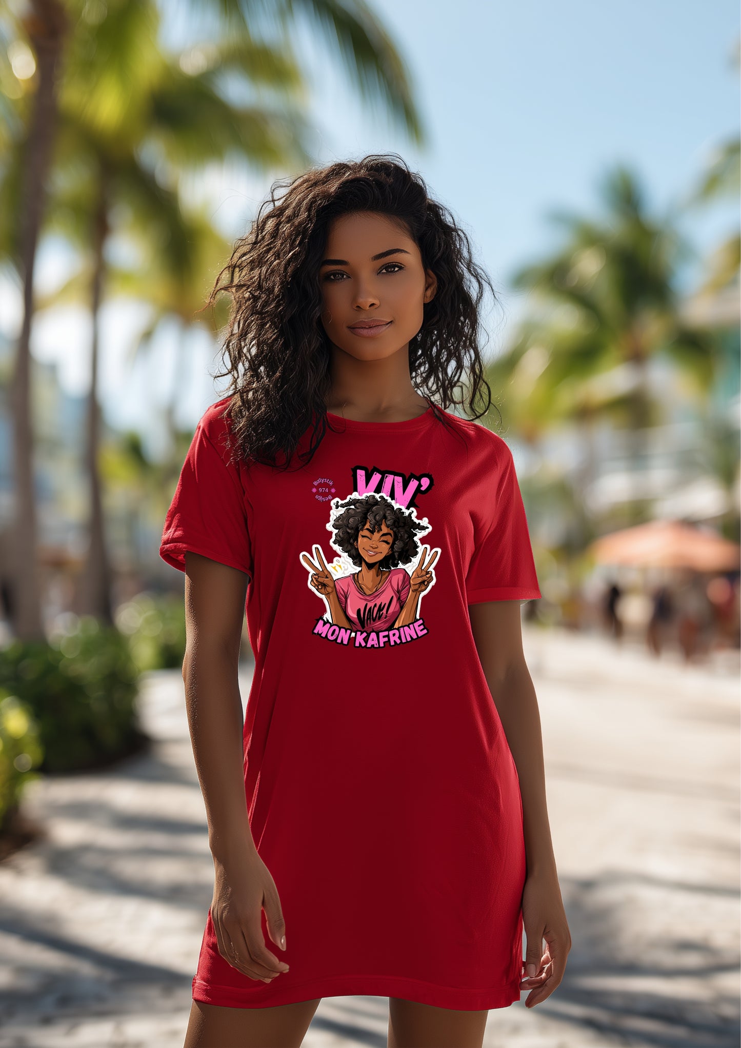 Vivacious Red T-Shirt Dress with Fun Design, Casual Dress, Summer Fashion, Gift for Her, Retro Style