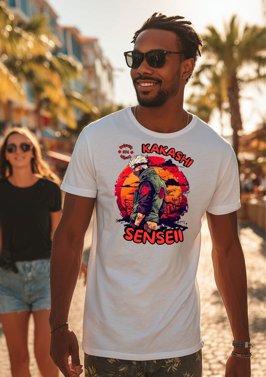 Kakashi Sensei Unisex Heavy Cotton Tee, Anime Shirt, Gift for Naruto Fans, Casual Wear, Graphic Tee, Unique T-Shirt