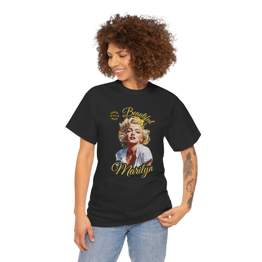 Beautiful Marilyn Unisex Heavy Cotton Tee, Retro Graphic Shirt, Vintage Pop Culture Tee, Gift for Marilyn Fans, Casual Everyday Wear