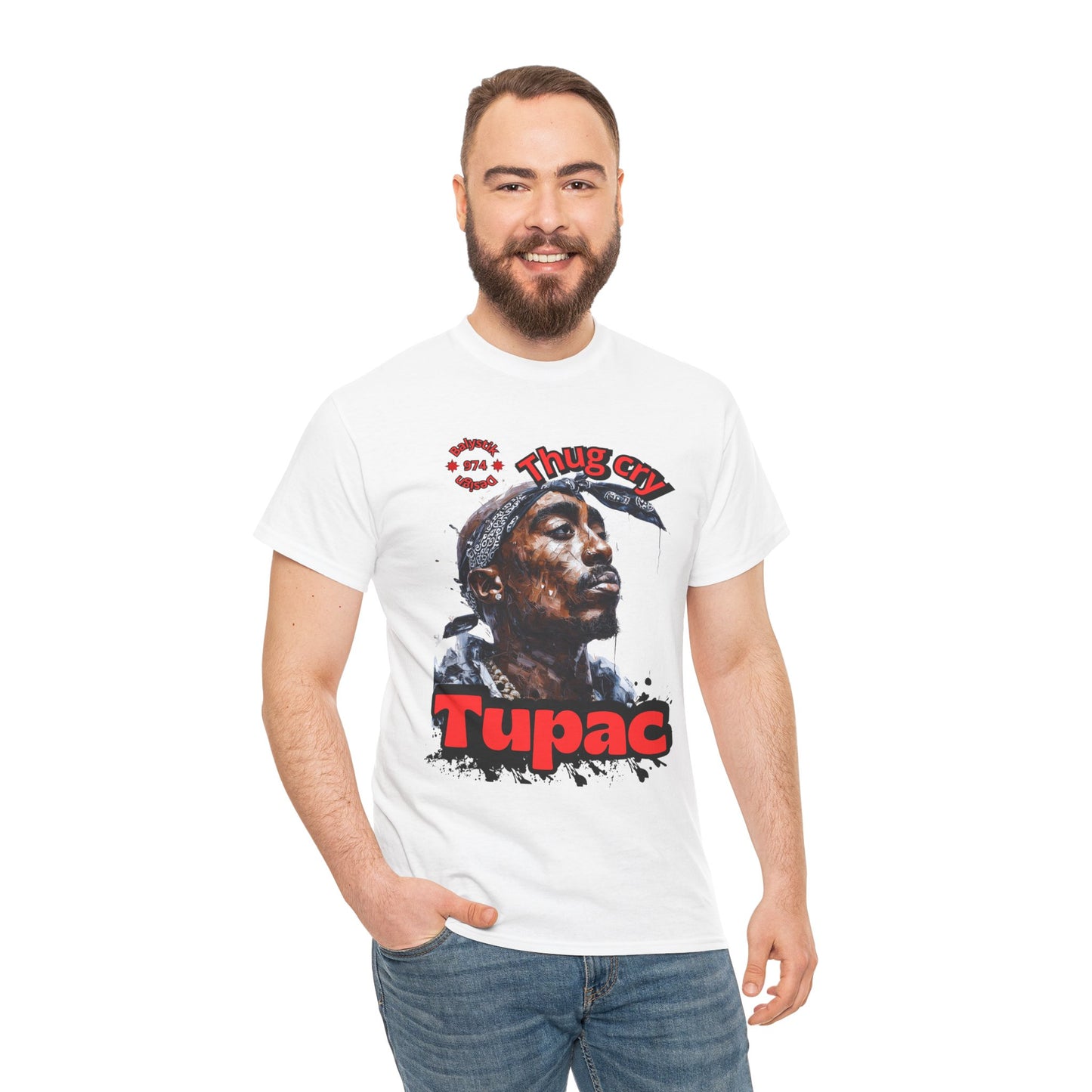 T-shirt Thug Life, T-shirt unisexe en coton lourd, vêtements hip-hop, cadeau pour les amateurs de musique, t-shirt de style vintage, streetwear décontracté