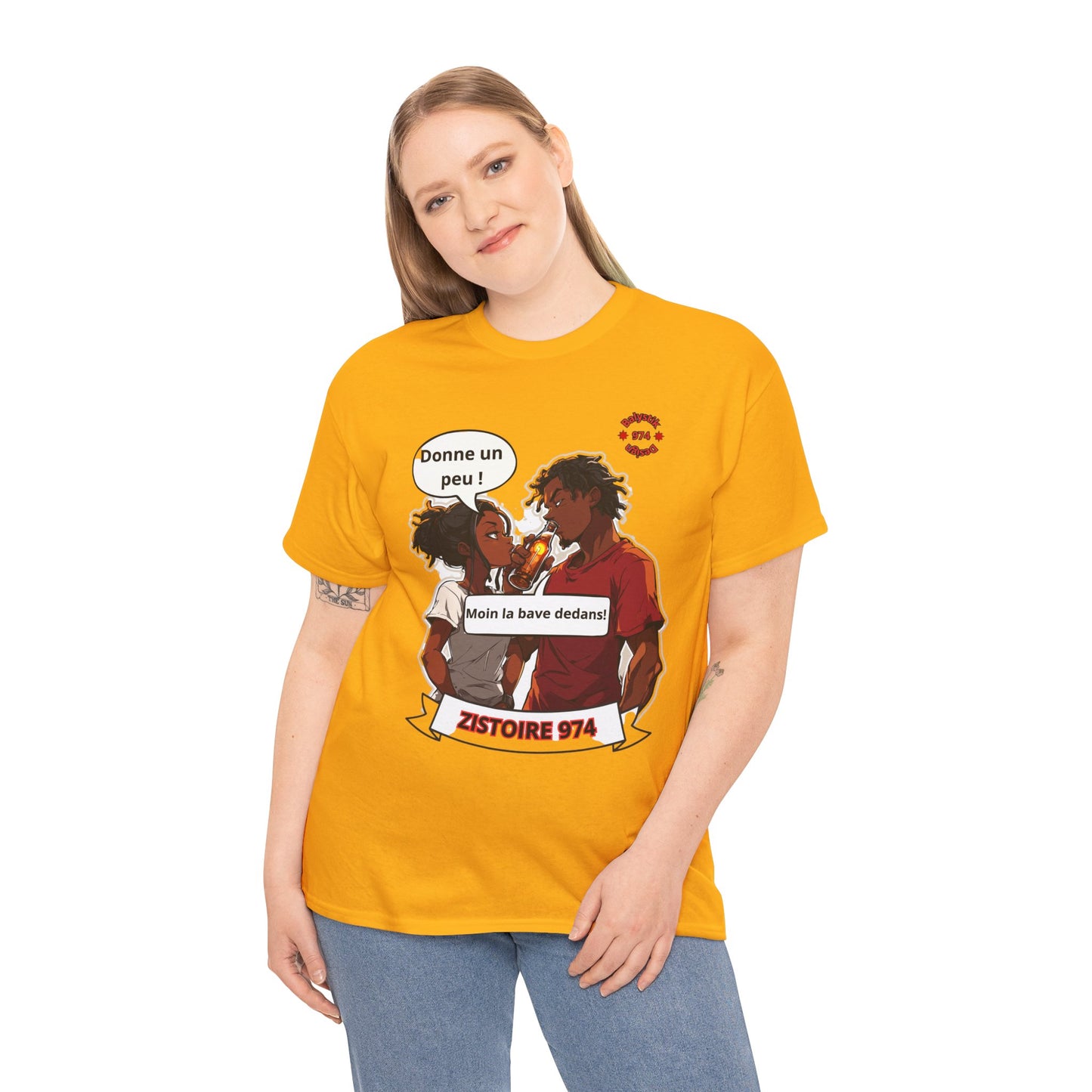 Playful Graphic Tee featuring "Donne un peu !" | Unisex Heavy Cotton Shirt | Casual Wear, Statement Shirt, Gift Idea, Everyday Style