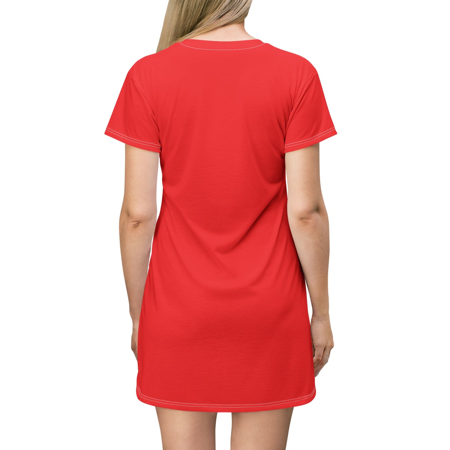 Vivacious Red T-Shirt Dress with Fun Design, Casual Dress, Summer Fashion, Gift for Her, Retro Style