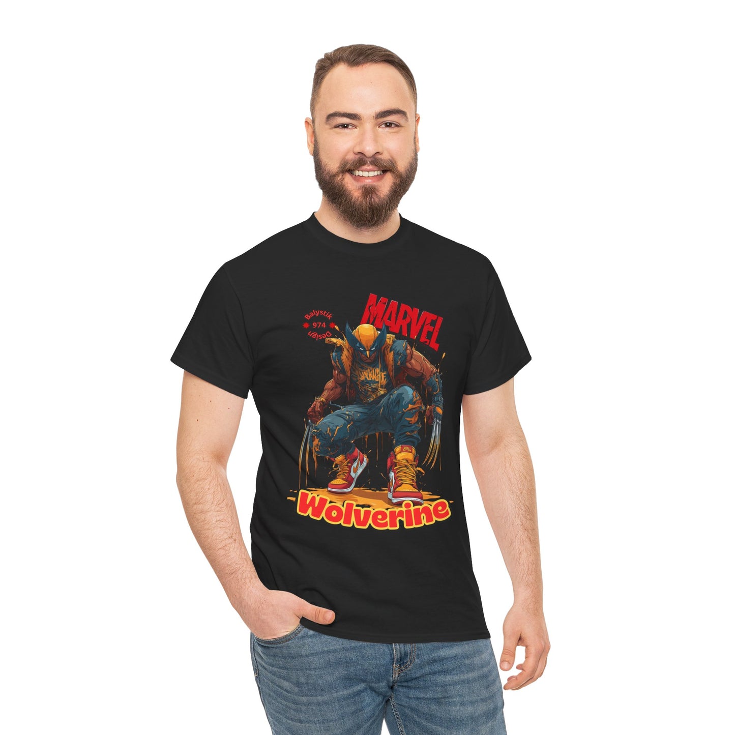 Marvel Wolverine Unisex Heavy Cotton Tee, Graphic Tee, Nerdy Apparel, Gift for Comic Fans, Casual Wear, Collector's Item