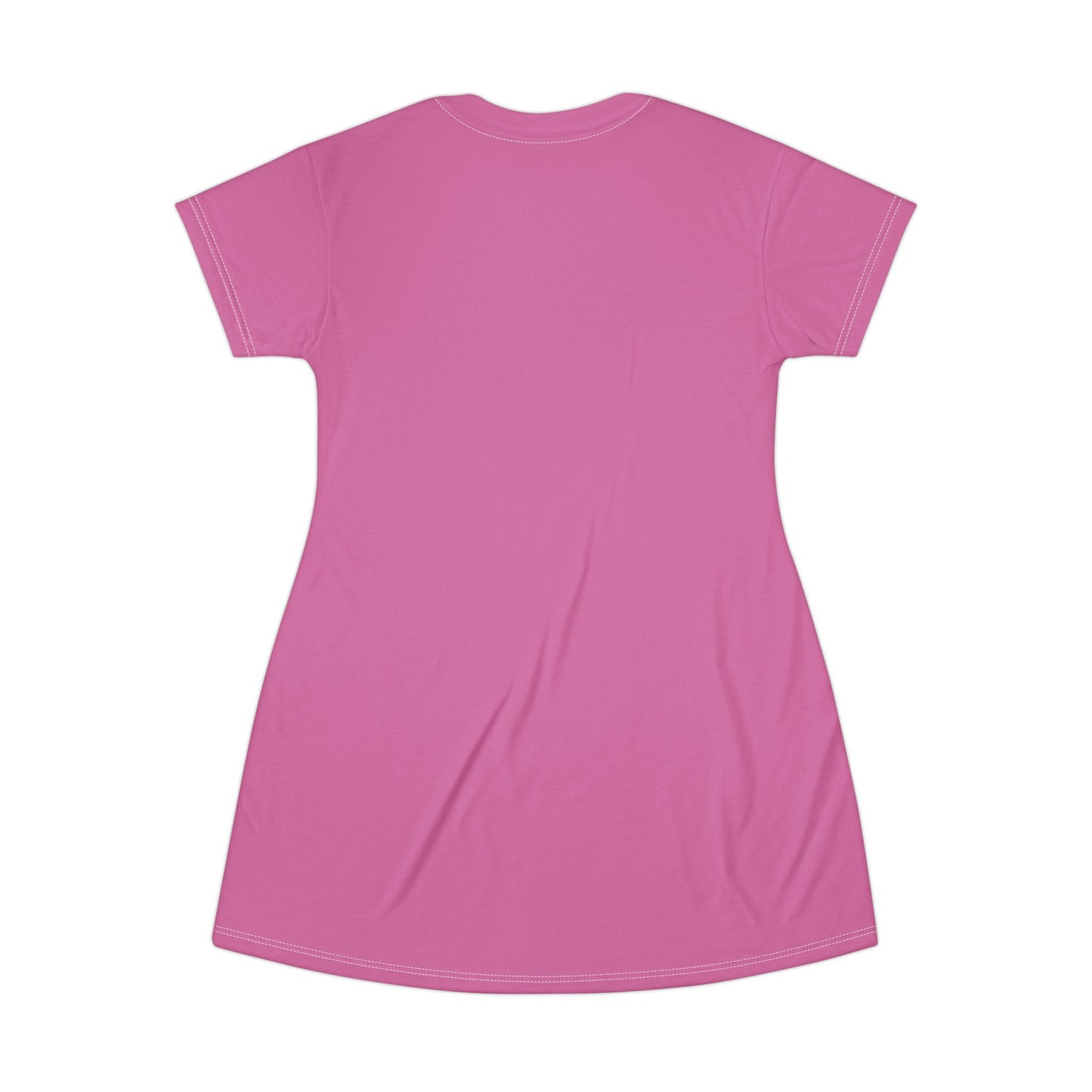 Miss Dewdew Pink T-Shirt Dress - Colorful Casual Wear for Everyday Fun