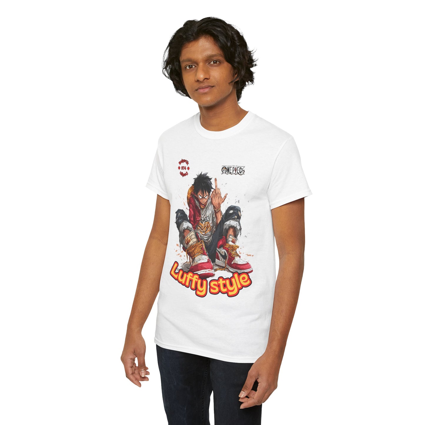 Luffy Style Unisex Heavy Cotton Tee, Streetwear Shirt, Anime T-Shirt, Graphic Tee for Fans, Casual Wear, Gift for Anime Lovers