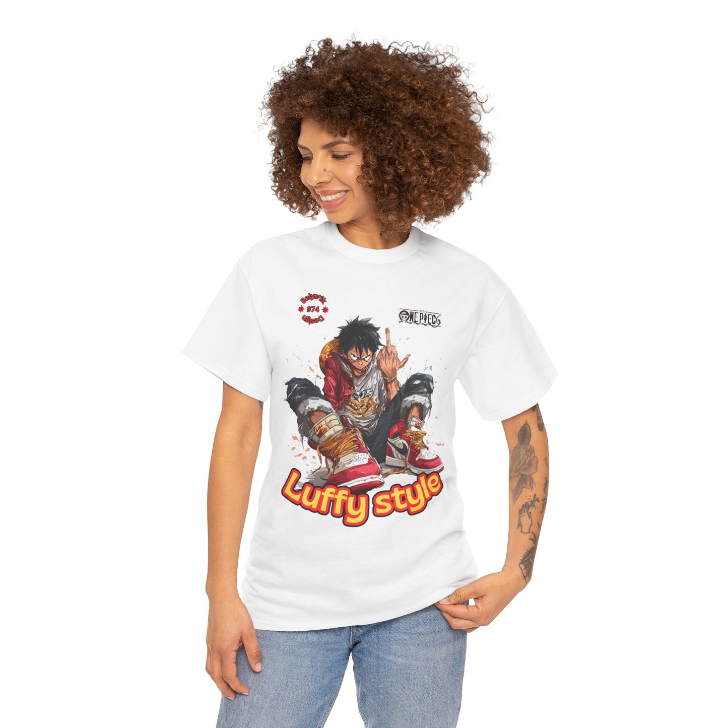 Luffy Style Unisex Heavy Cotton Tee, Streetwear Shirt, Anime T-Shirt, Graphic Tee for Fans, Casual Wear, Gift for Anime Lovers