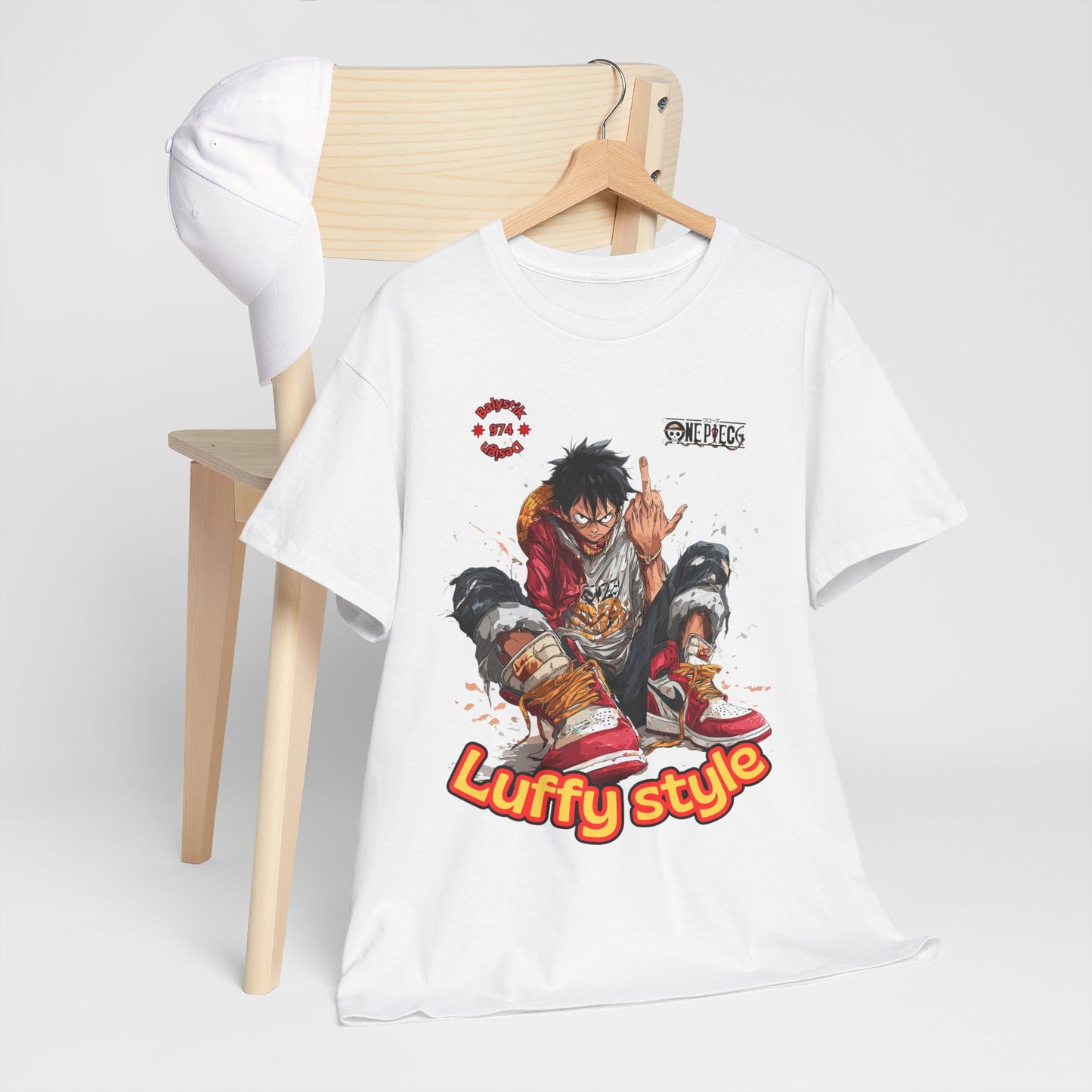 Luffy Style Unisex Heavy Cotton Tee, Streetwear Shirt, Anime T-Shirt, Graphic Tee for Fans, Casual Wear, Gift for Anime Lovers